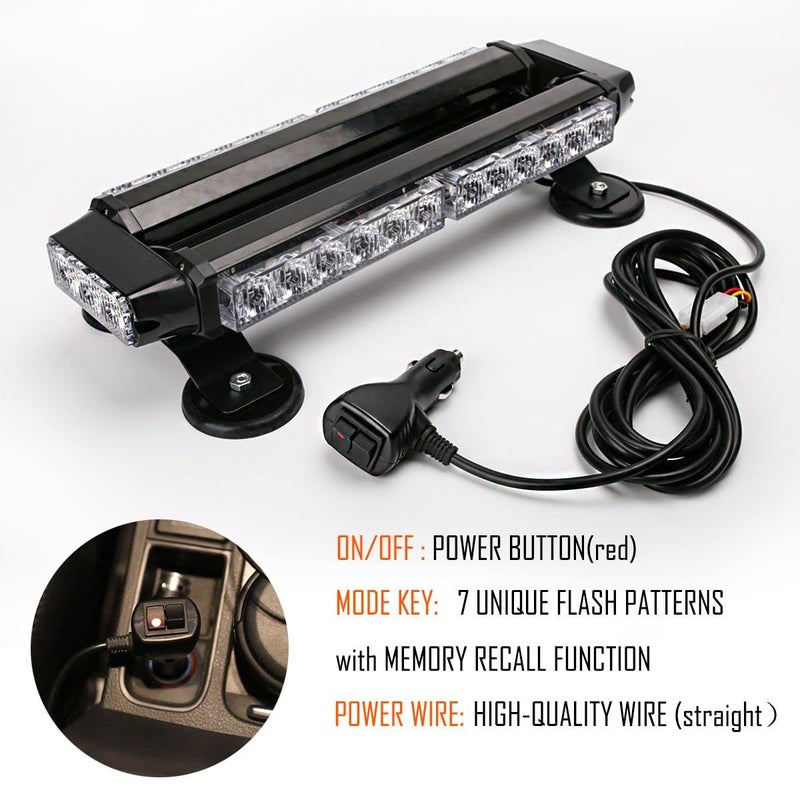LE-JX Amber 30 LEDs Safety Strobe Flashing Light Bar Double Side High Intensity Roof Top Plow Flash Traffic Advisor Emergency Hazard Warning Lighting Mini Beacon with Magnetic Base (Yellow,12-24V/30W) - Image 3
